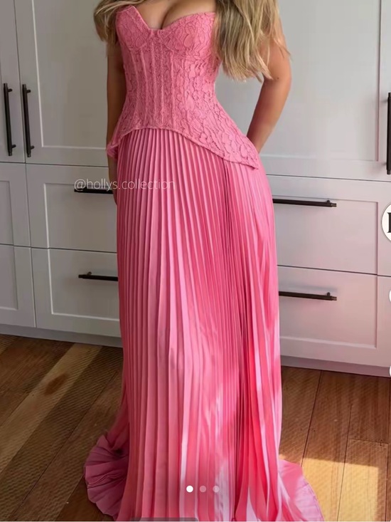 Fashion Nova Dresses & Skirts - FASHION NOVA - Pink Lace Corset Top Pleated Maxi Dress